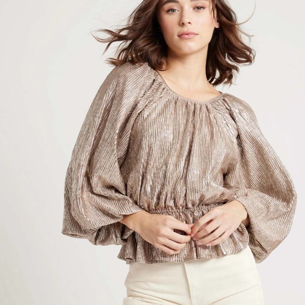 Mille Resort & Travel ,Karis Top Lux  Metallic Gold  Women's Top Size XXS-M - Picture 2 of 15